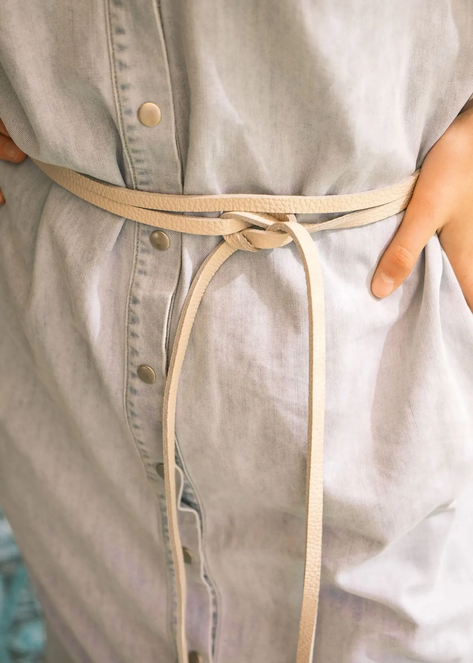 Knoopriem Beige lang (350 cm)