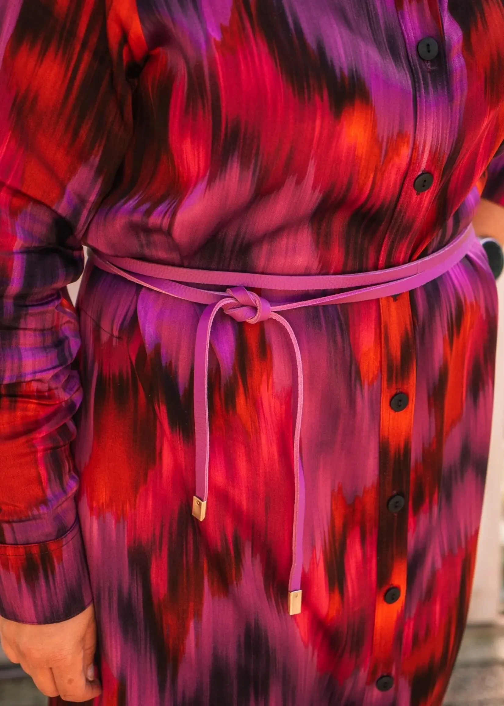 Knoopriem fuchsia lang (350 cm)