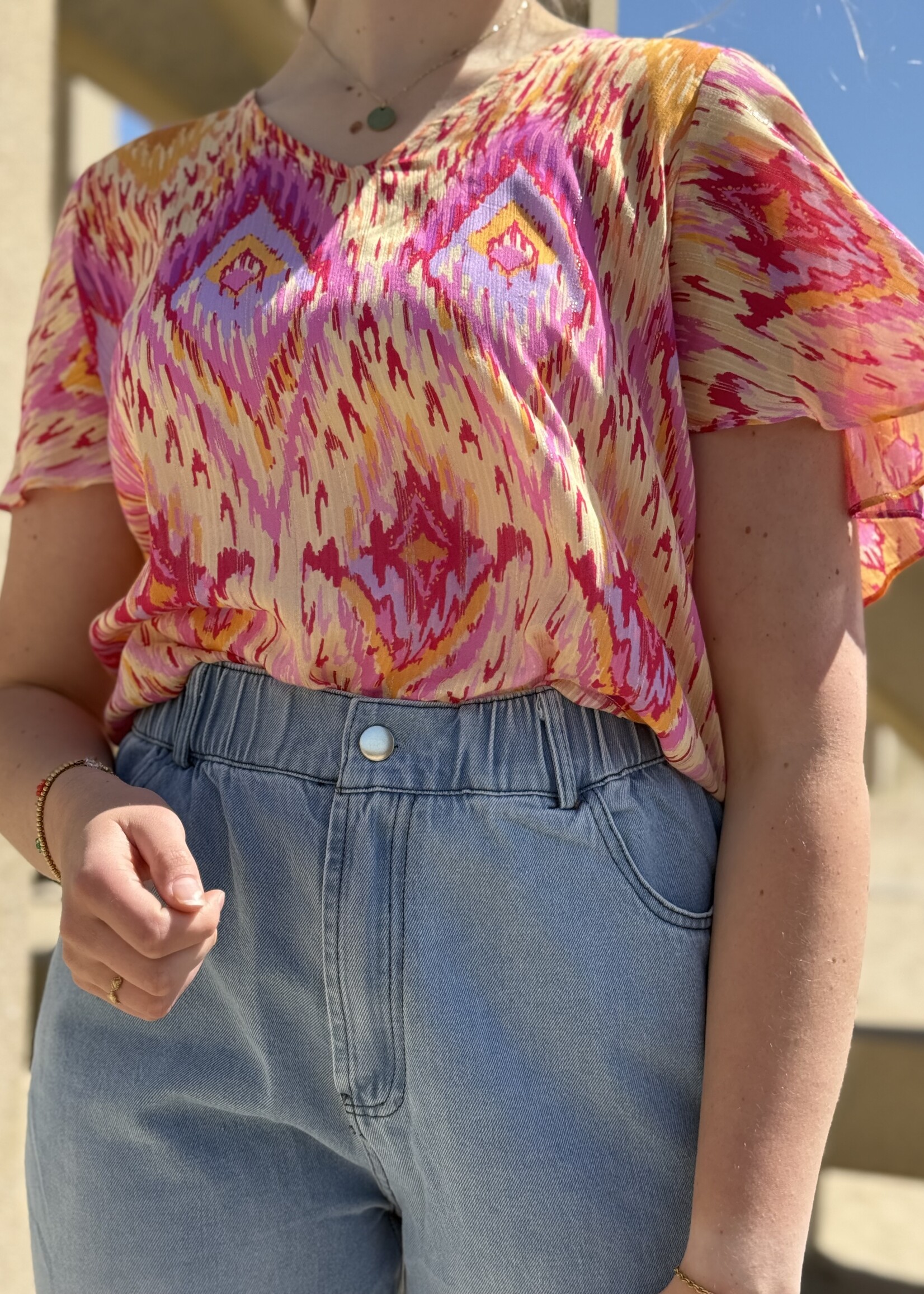 C&S The Label Florence Top Super Pink/Color Mix