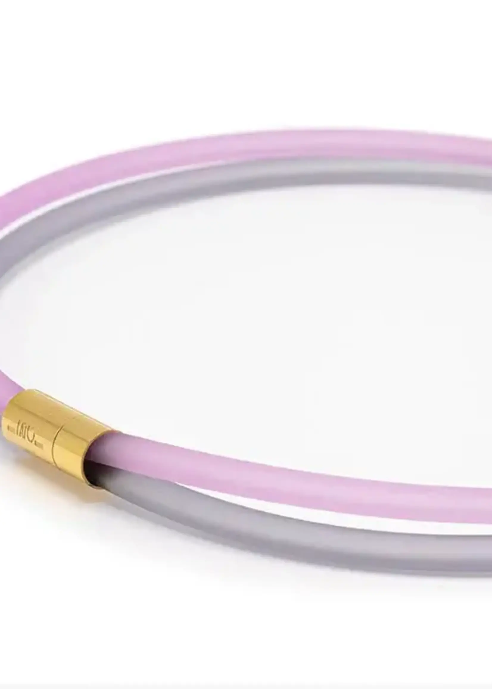 Cubes Rubber ketting 2 lijns, Roze/Lichtgrijs Medium