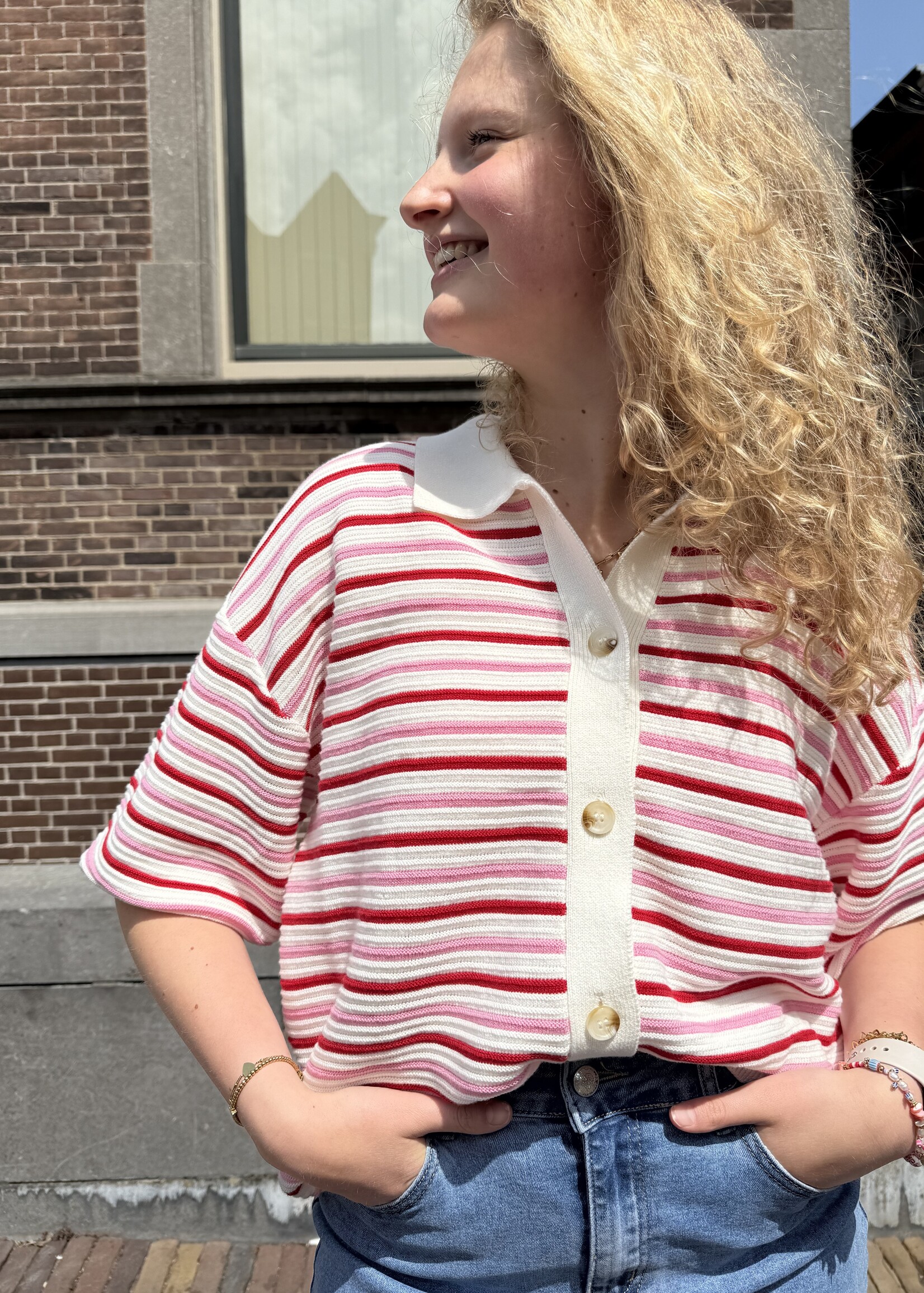 Top Stripe Bibi Red Pink