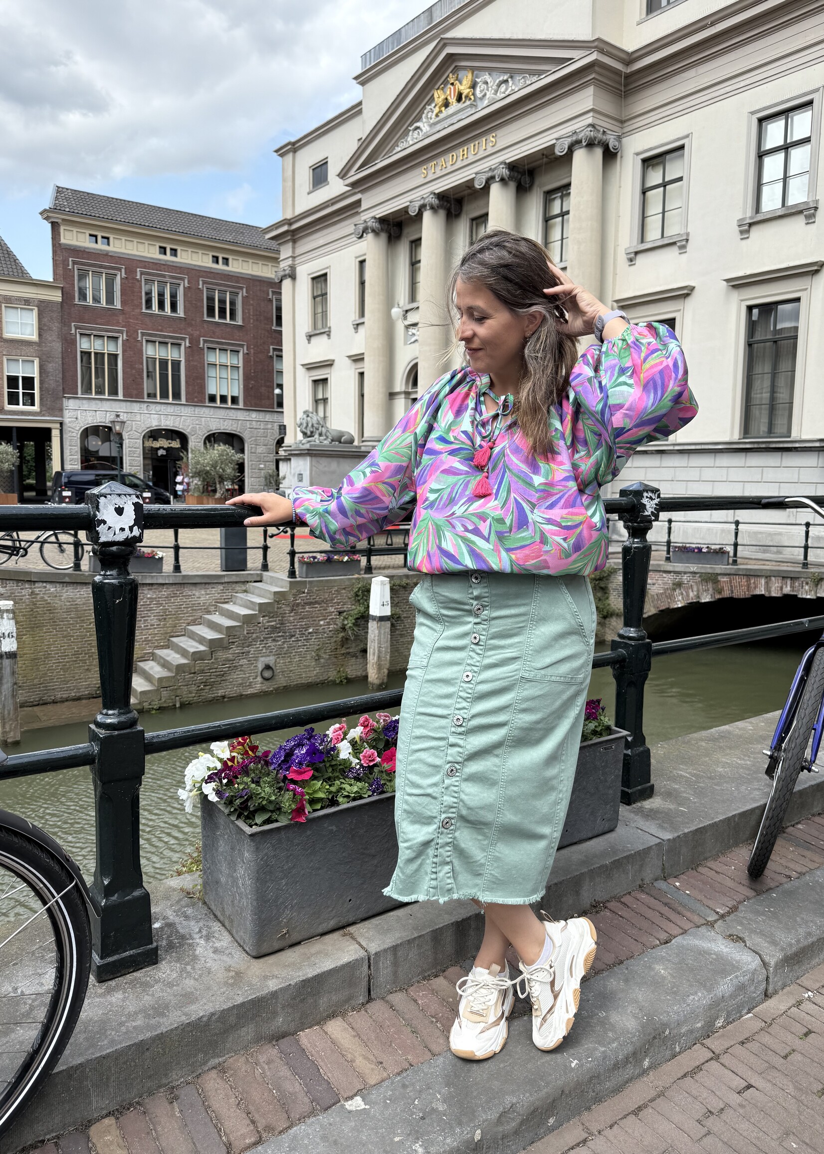 LIV Blouse Green Pink