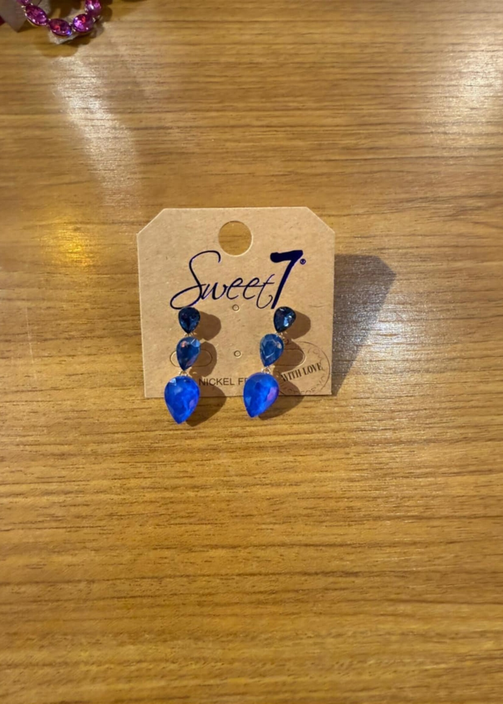 Sweet7 Oorbellen Bobine blauw goudkleurig