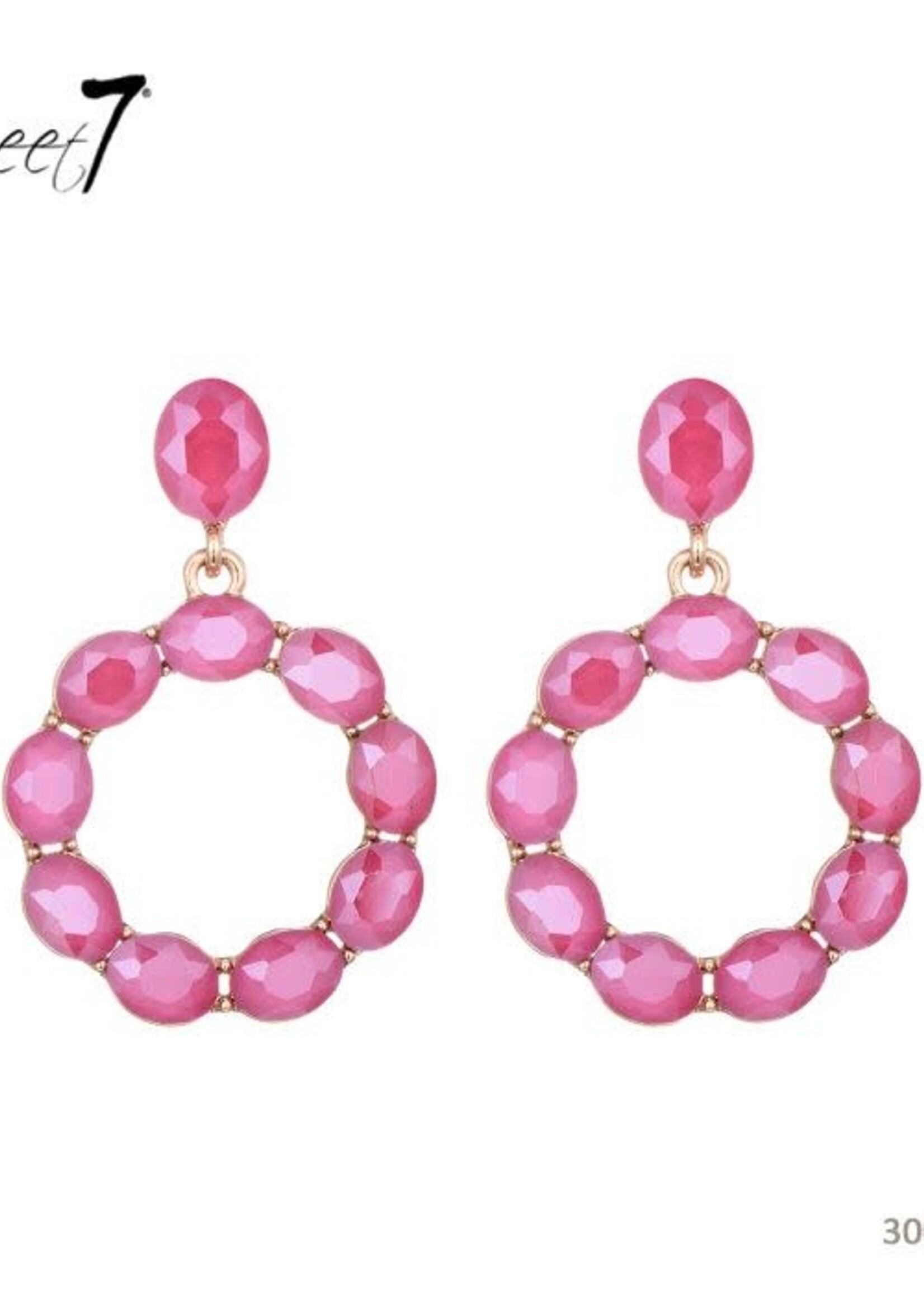 Sweet7 Oorbellen Ellen fuchsia (donker) goudkleurig