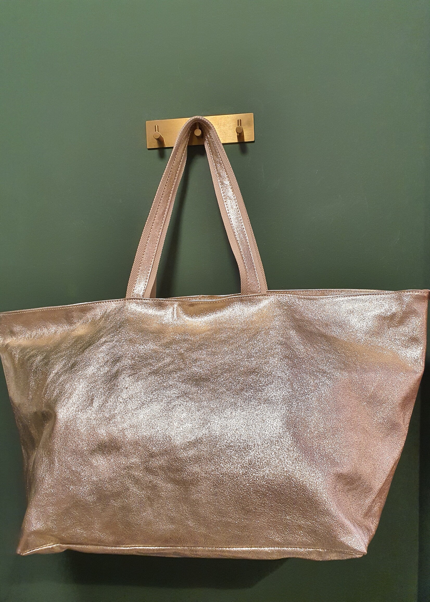 Shopper Gold Leather Metallic