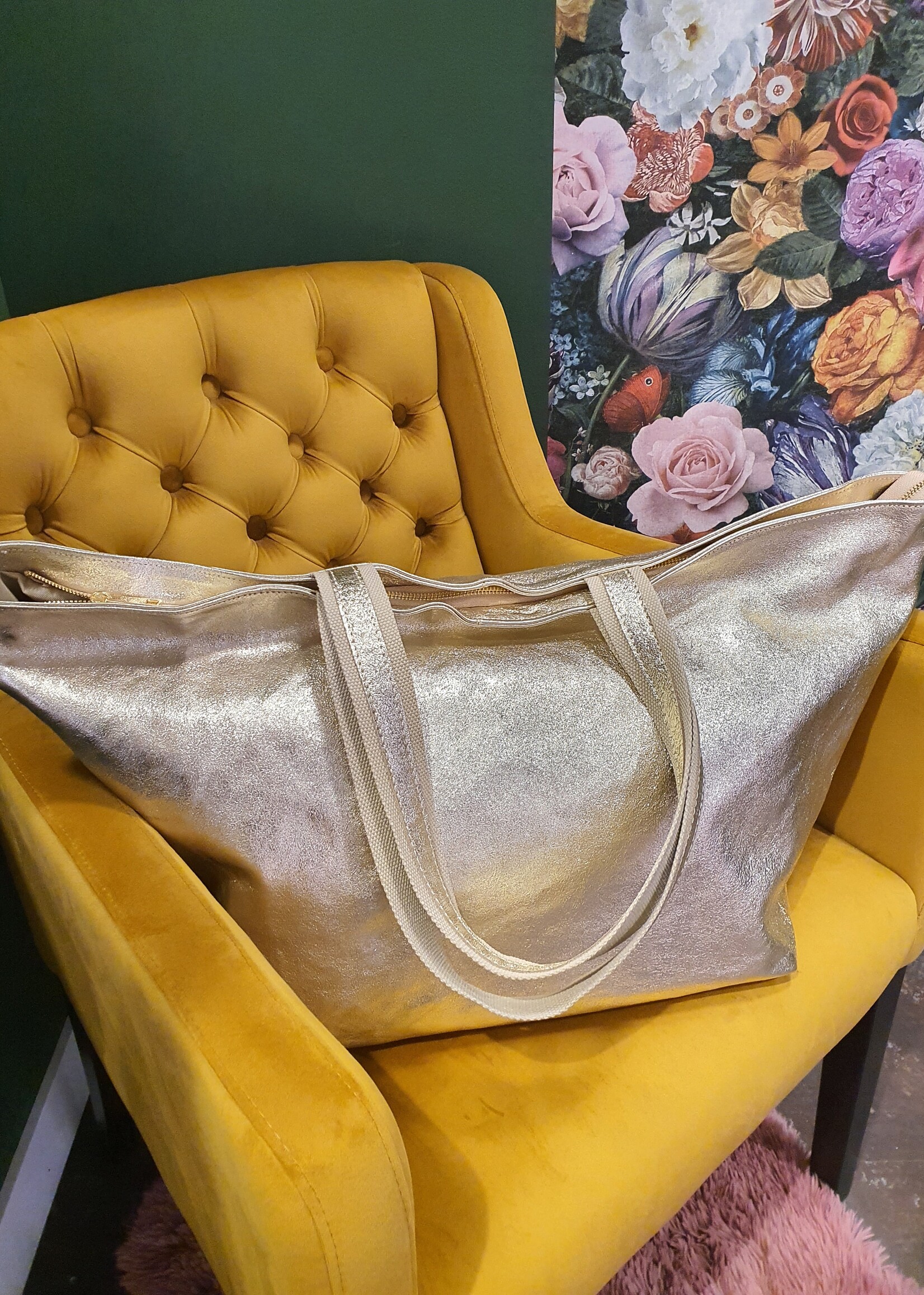 Shopper Gold Leather Metallic
