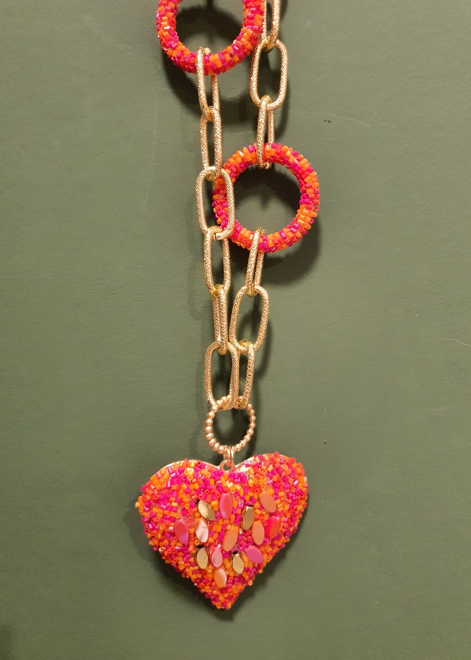 Ketting Big Heart Pink