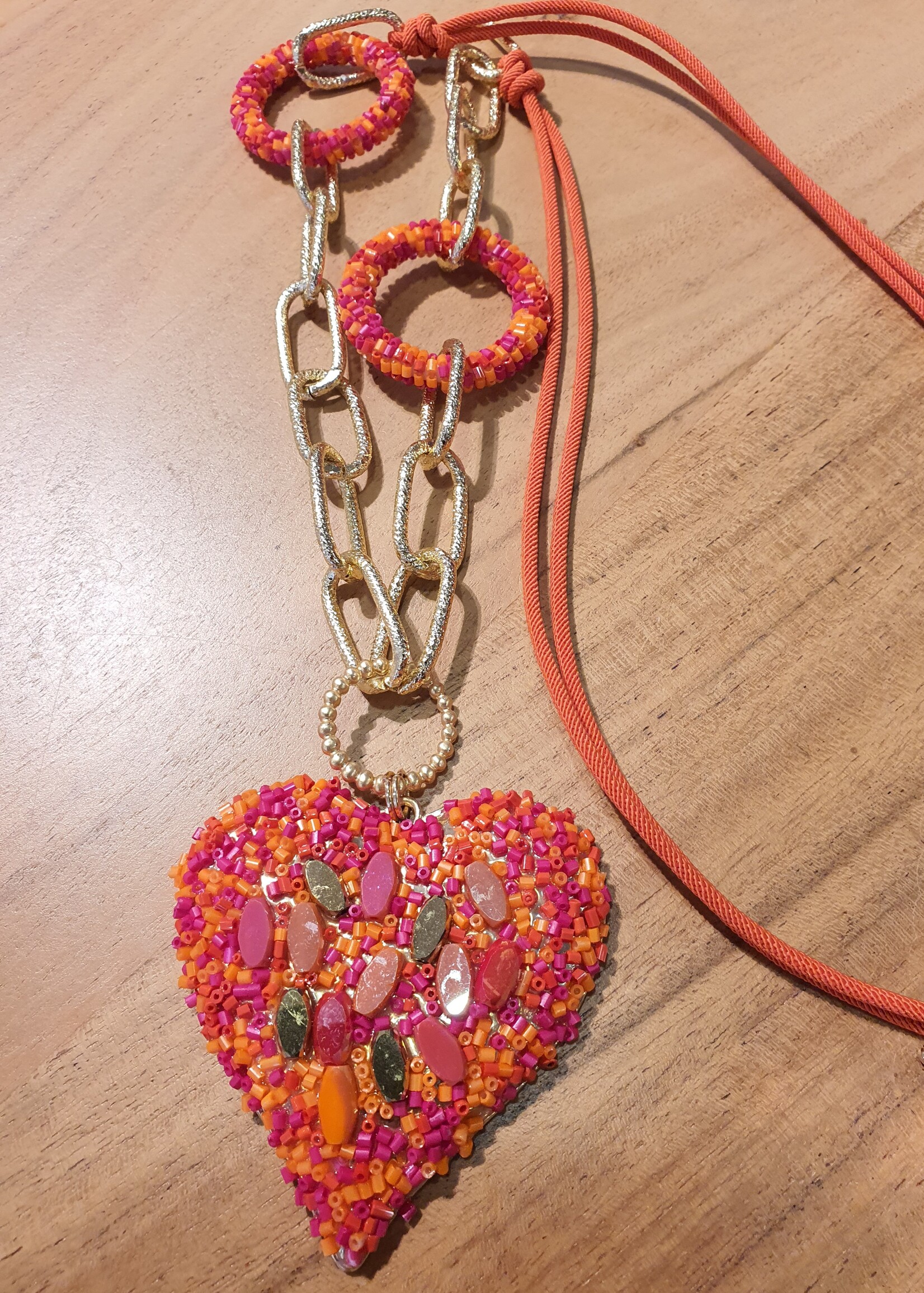 Ketting Big Heart Pink