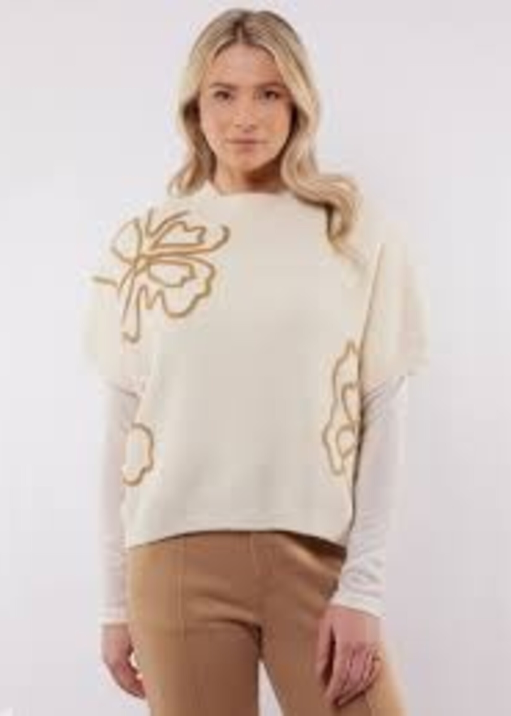 C&S The Label Violette Knit Gilet Wool White/Light Camel