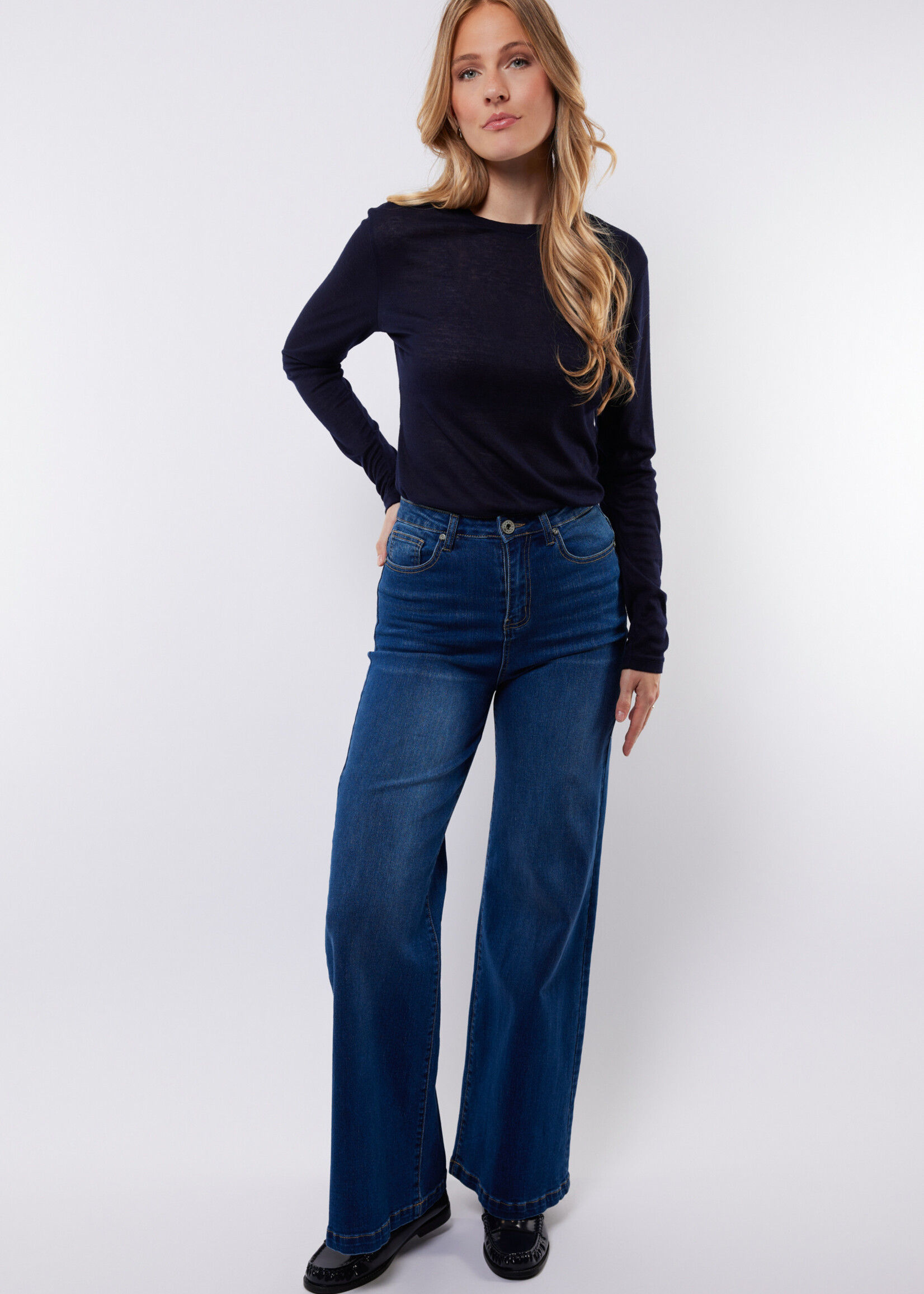 C&S The Label Nicole Pants Denim Dark Blue Maat S