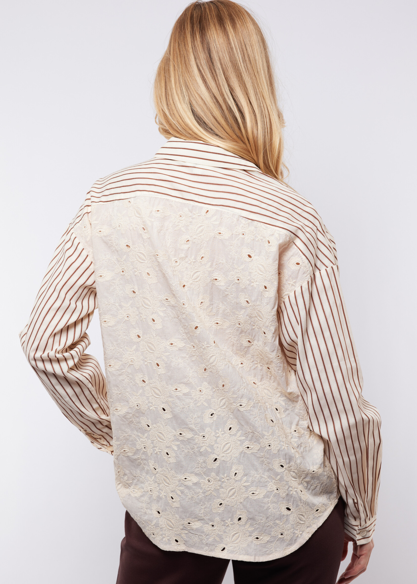 C&S The Label Lot Blouse Offwhite/Light Camel Maat XS