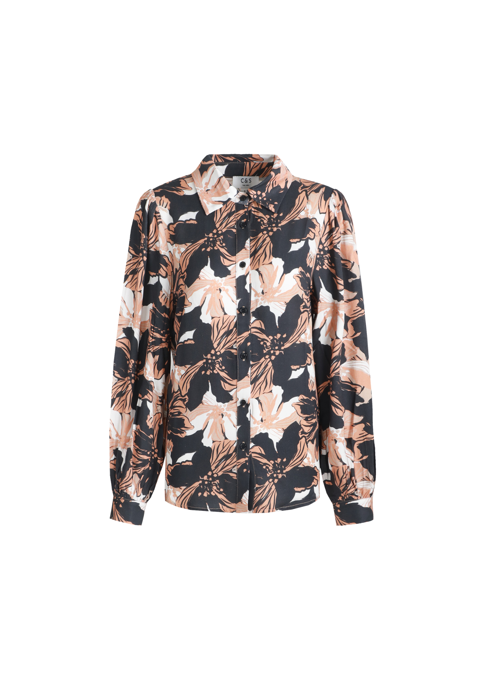 C&S The Label Laurelle blouse Black/Cognac