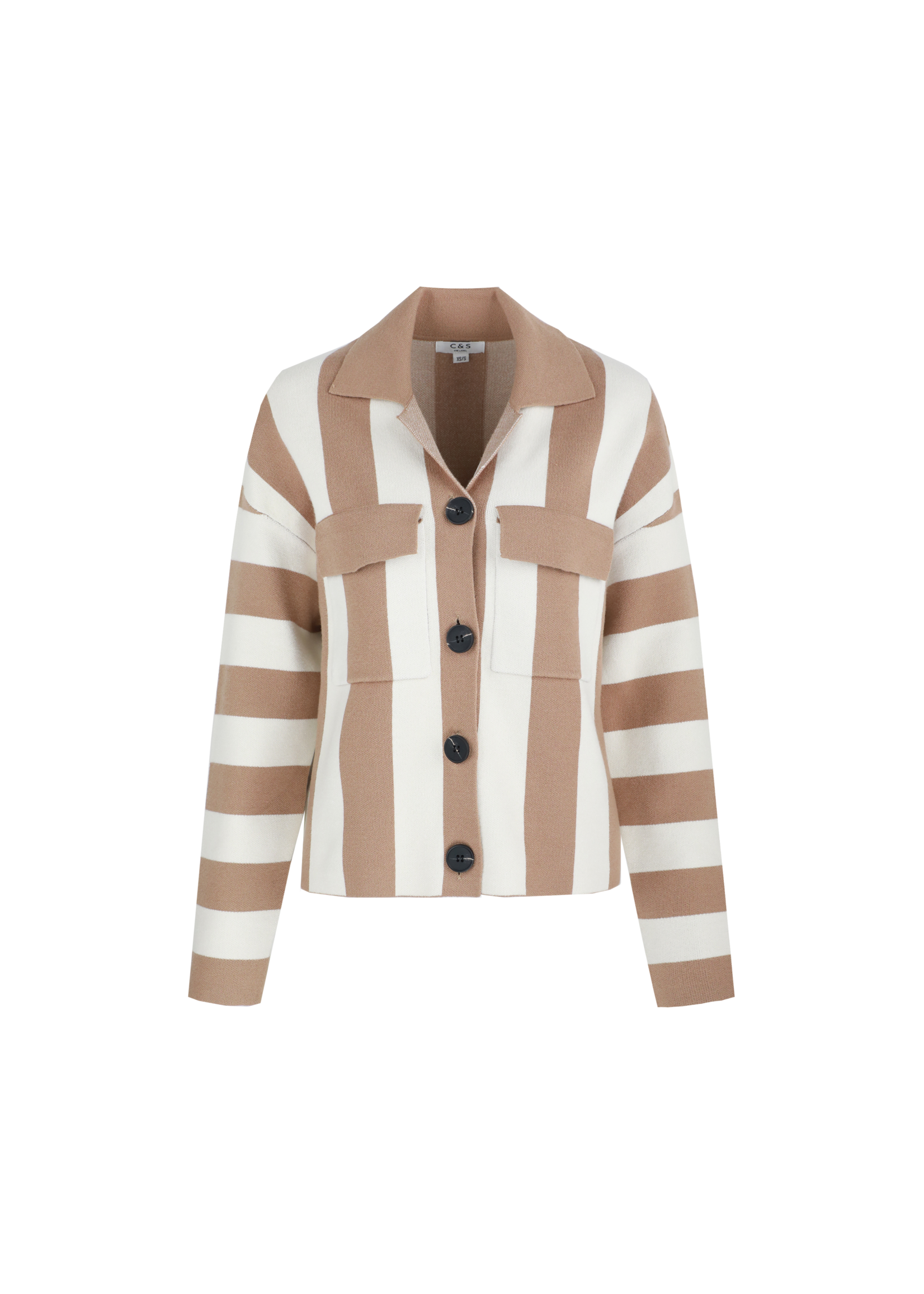 C&S The Label Cecillia Knit Cardigan Wool White/Light Camel