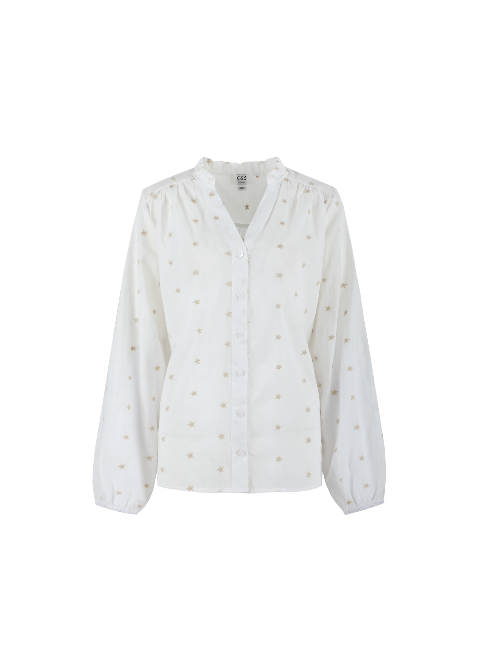 C&S The Label Lizzy Blouse Offwhite/Sand Maat XS/S