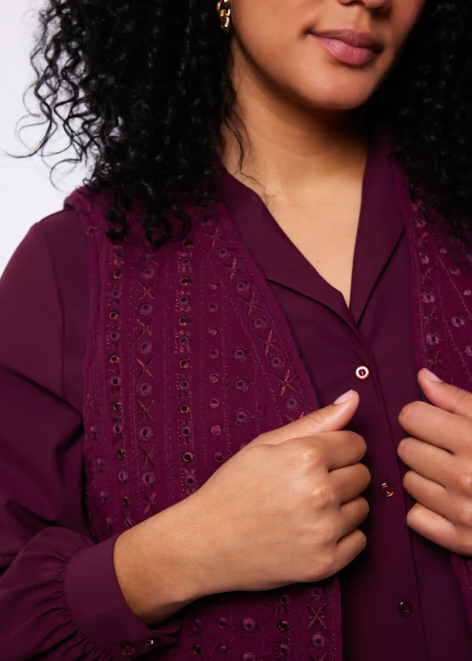 Exxcellent Jenna Gilet Mauve Wine