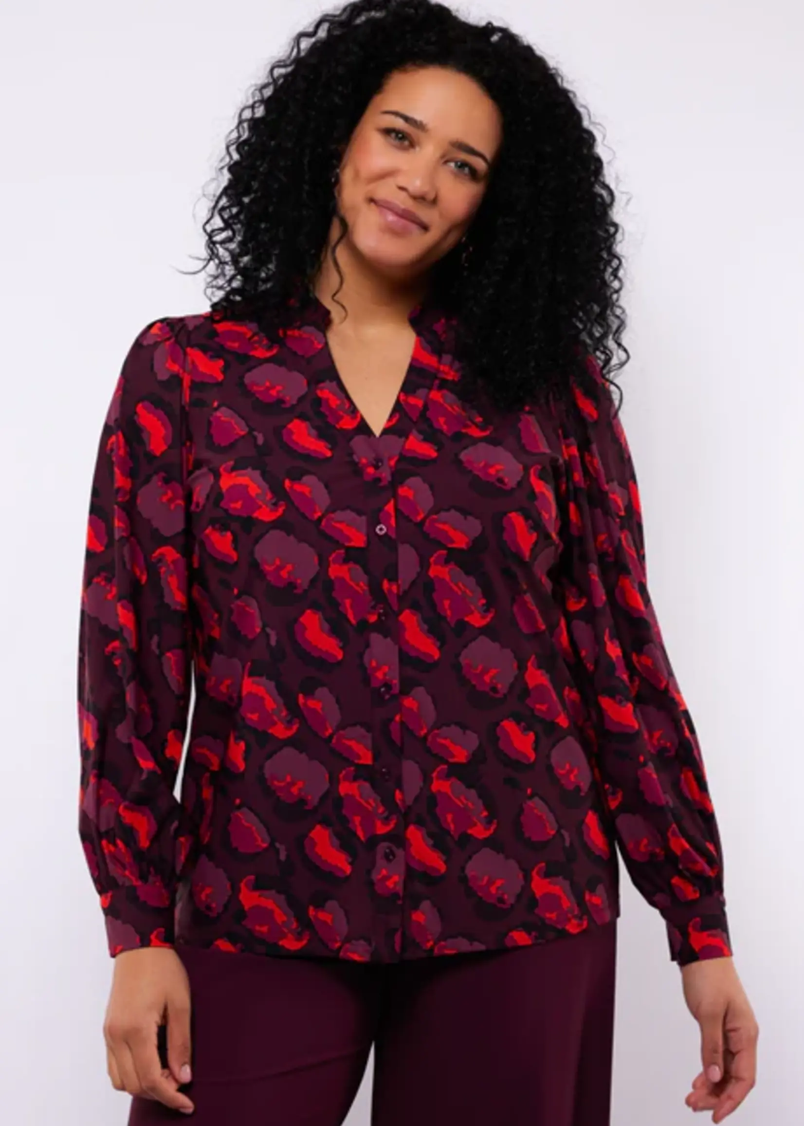 Exxcellent Skye Blouse Mauve Wine/Poppy