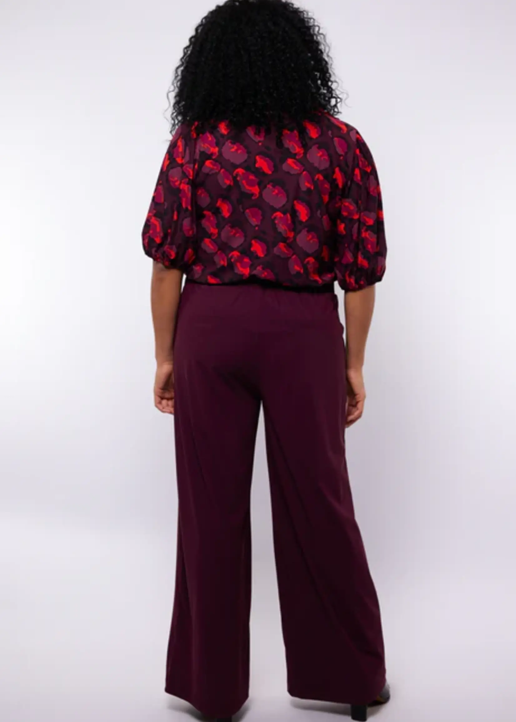 Exxcellent Shay Pants Mauve Wine