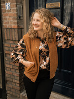 C&S The Label Laurelle blouse Black/Cognac