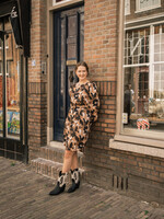 C&S The Label Denise Dress Black/Cognac Maat L