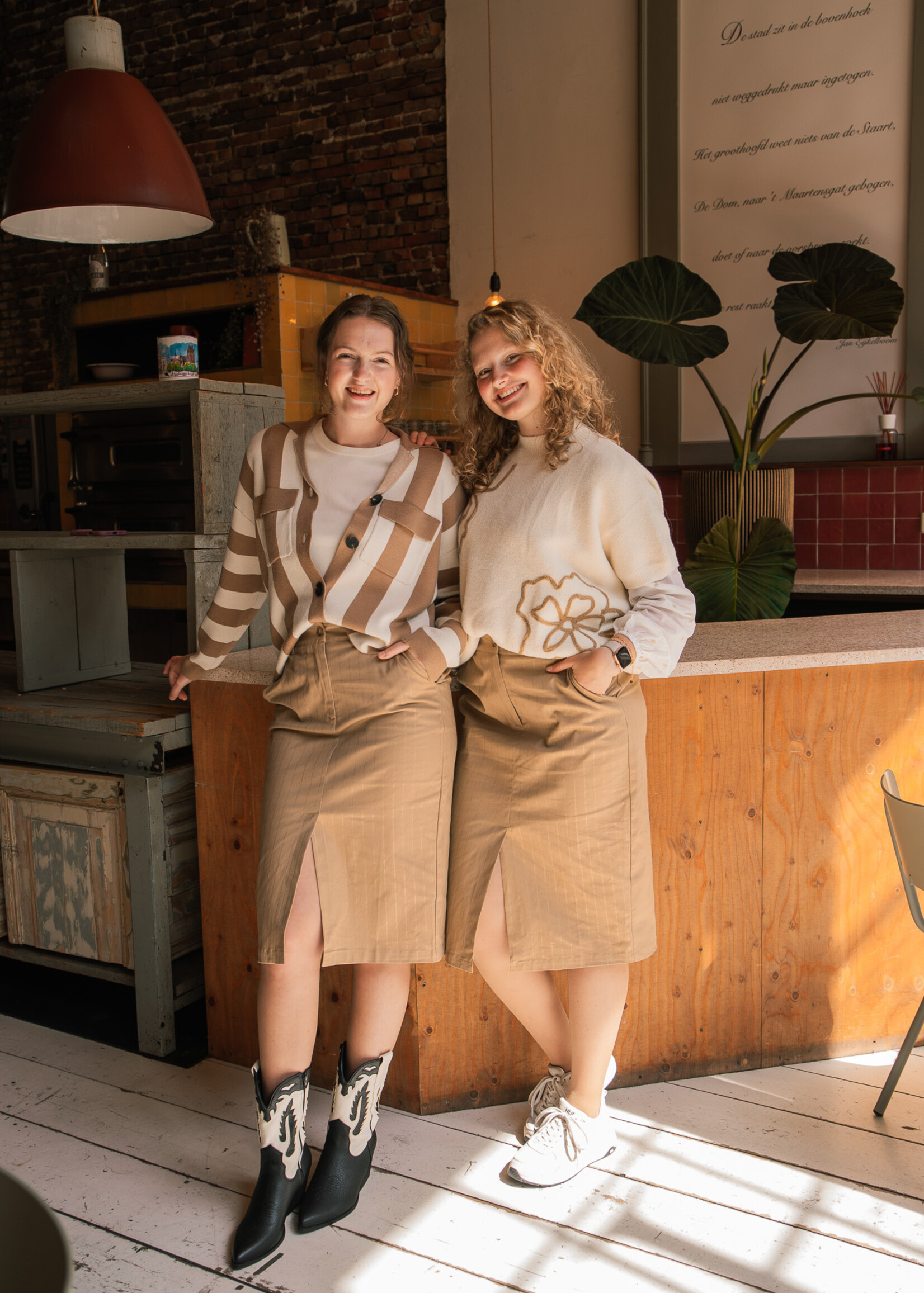 C&S The Label Cecillia Knit Cardigan Wool White/Light Camel