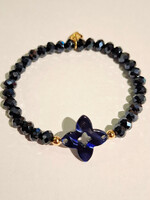 Armband Naomi flower navy blauw