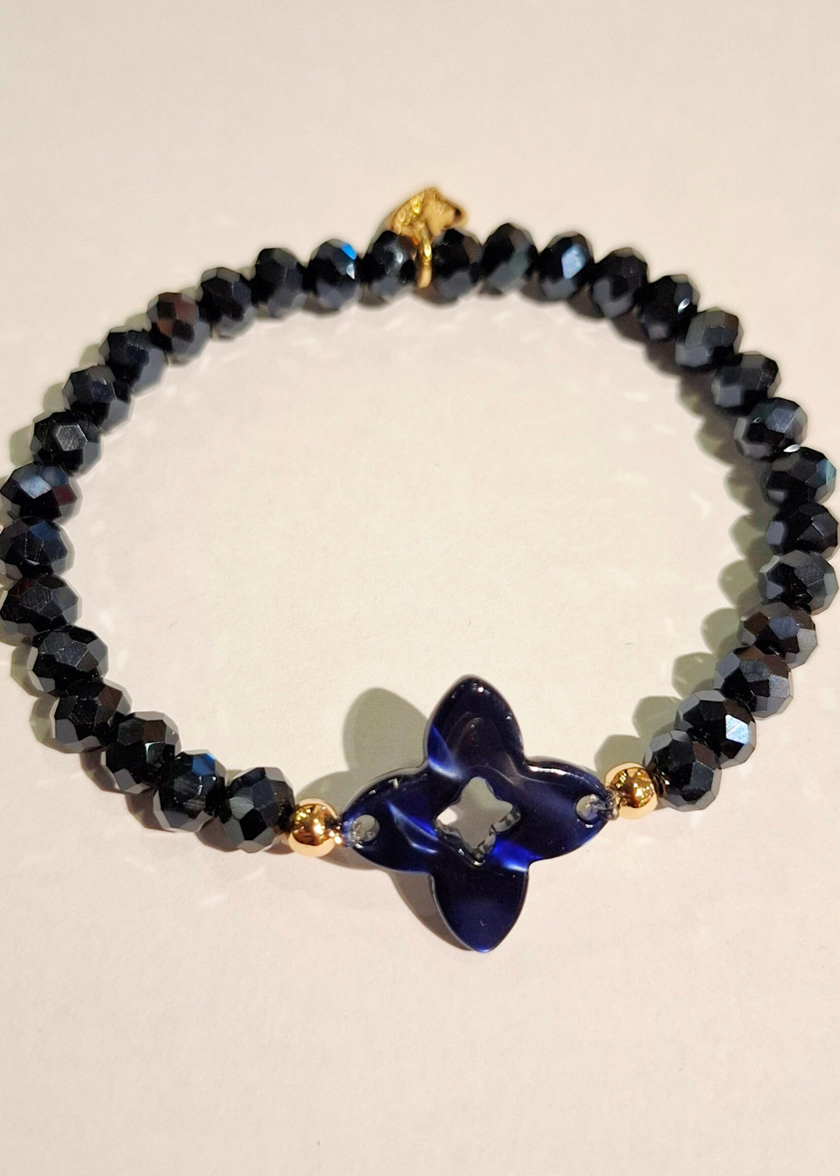 Armband Naomi flower navy blauw