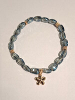 Armband Naomi shiny blue met bloem