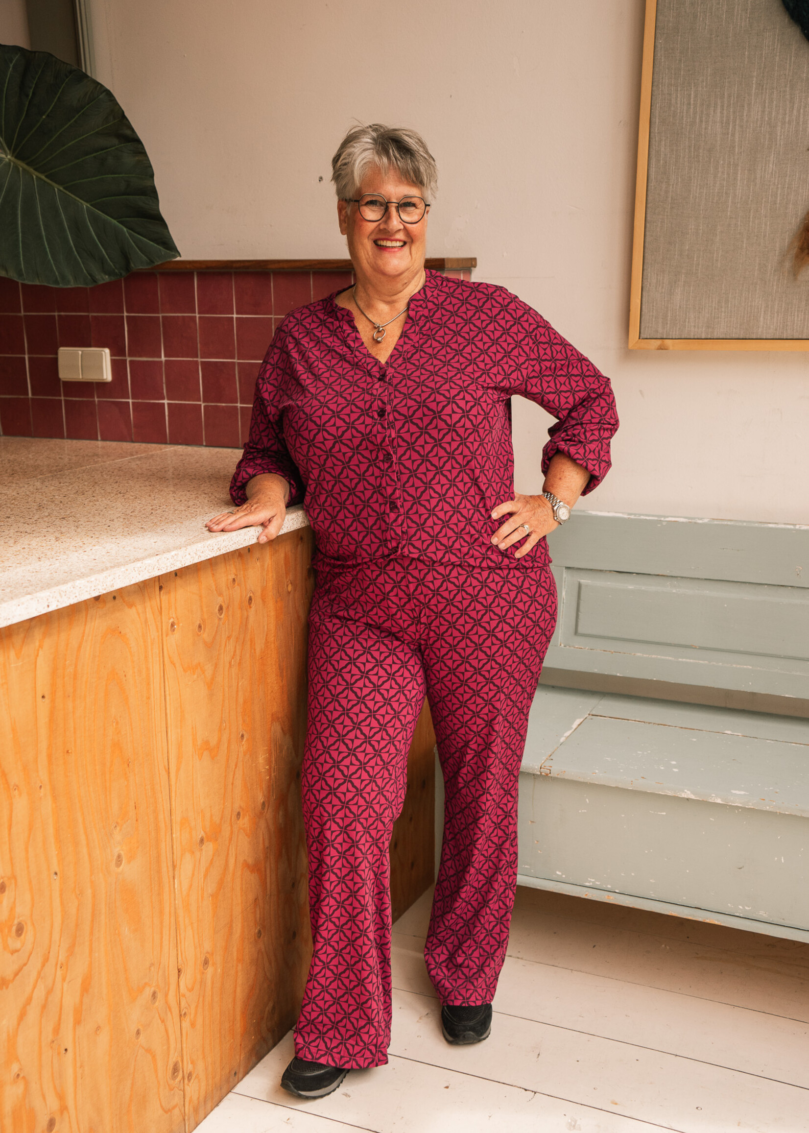 Exxcellent Tori Blouse Raspberry / Mauve Wine
