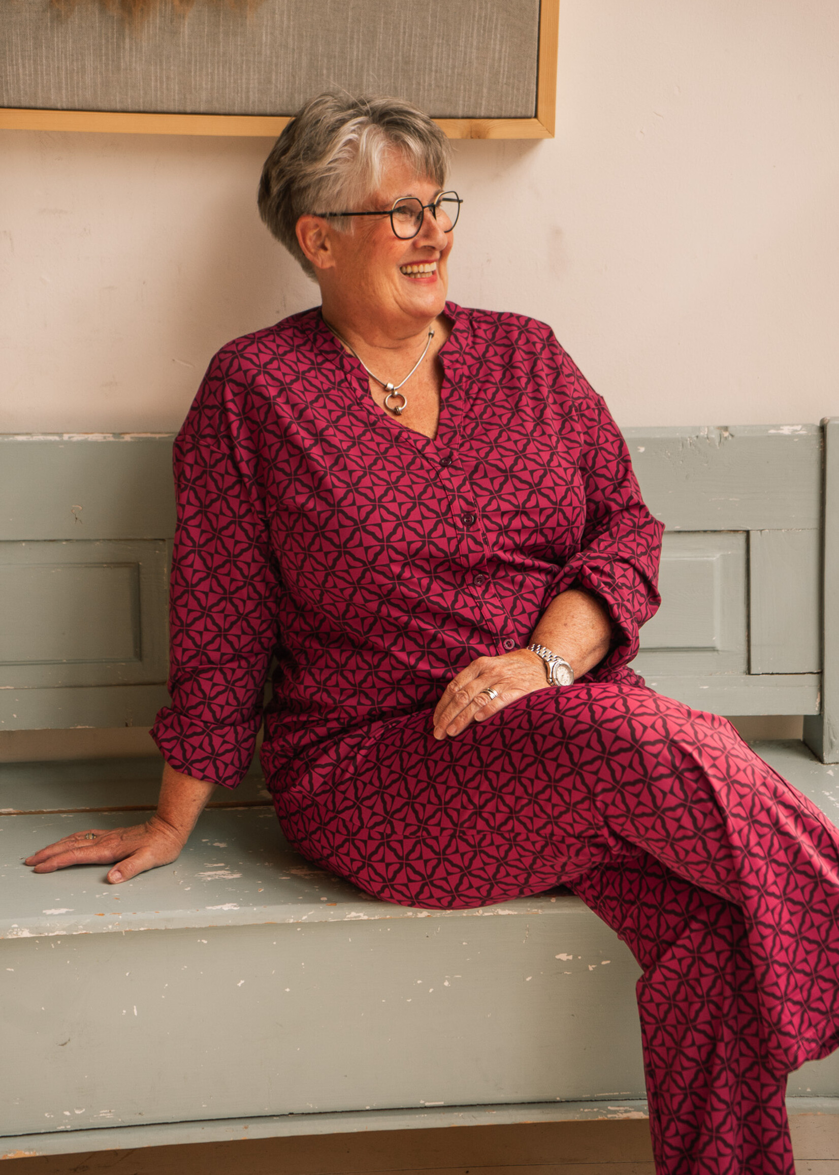Exxcellent Tori Blouse Raspberry / Mauve Wine