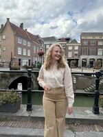 C&S The Label Lot Blouse Offwhite/Light Camel Maat XS