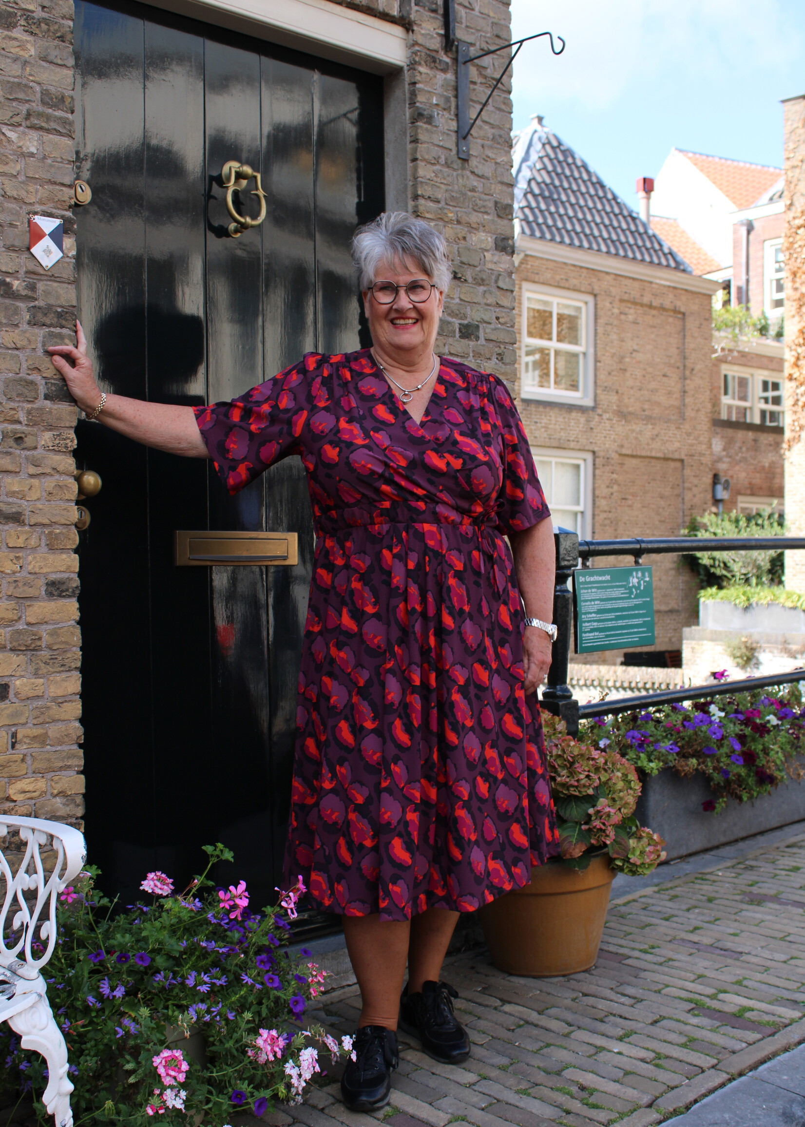 Exxcellent Shayla Dress Mauve Wine/Poppy