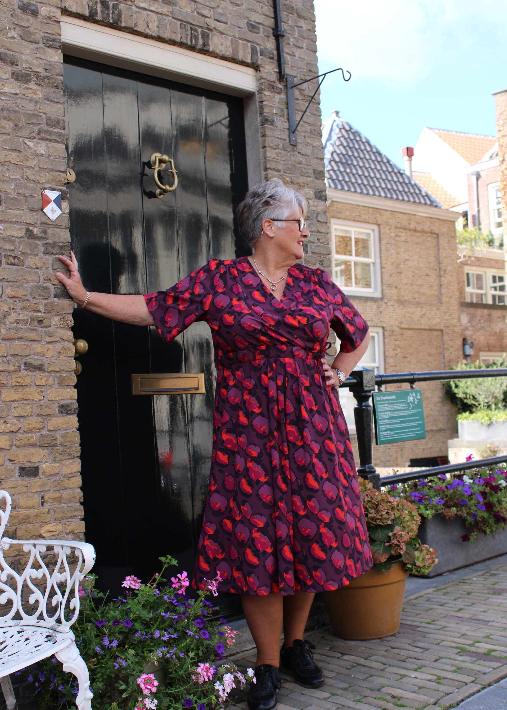 Exxcellent Shayla Dress Mauve Wine/Poppy