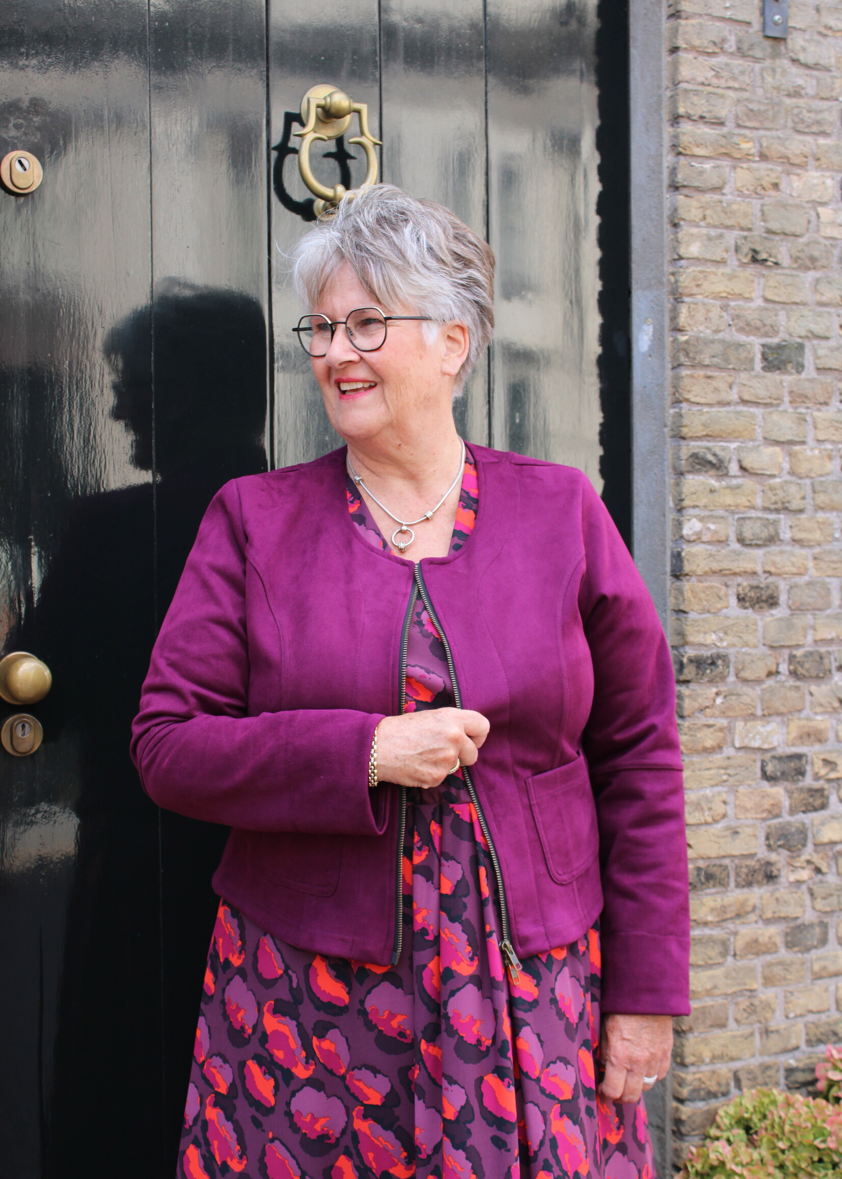 Exxcellent Shayla Dress Mauve Wine/Poppy Maat 46