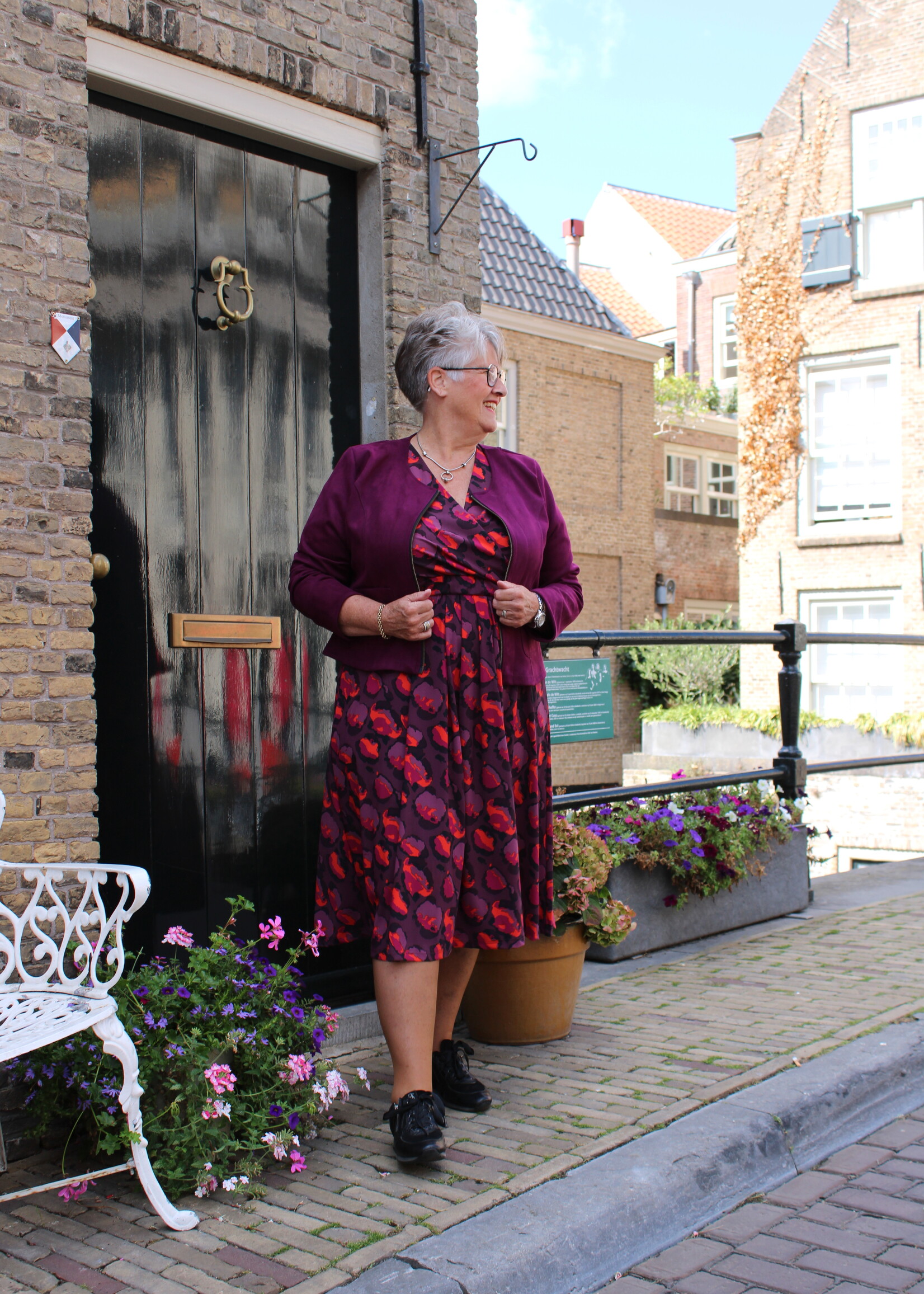 Exxcellent Shayla Dress Mauve Wine/Poppy