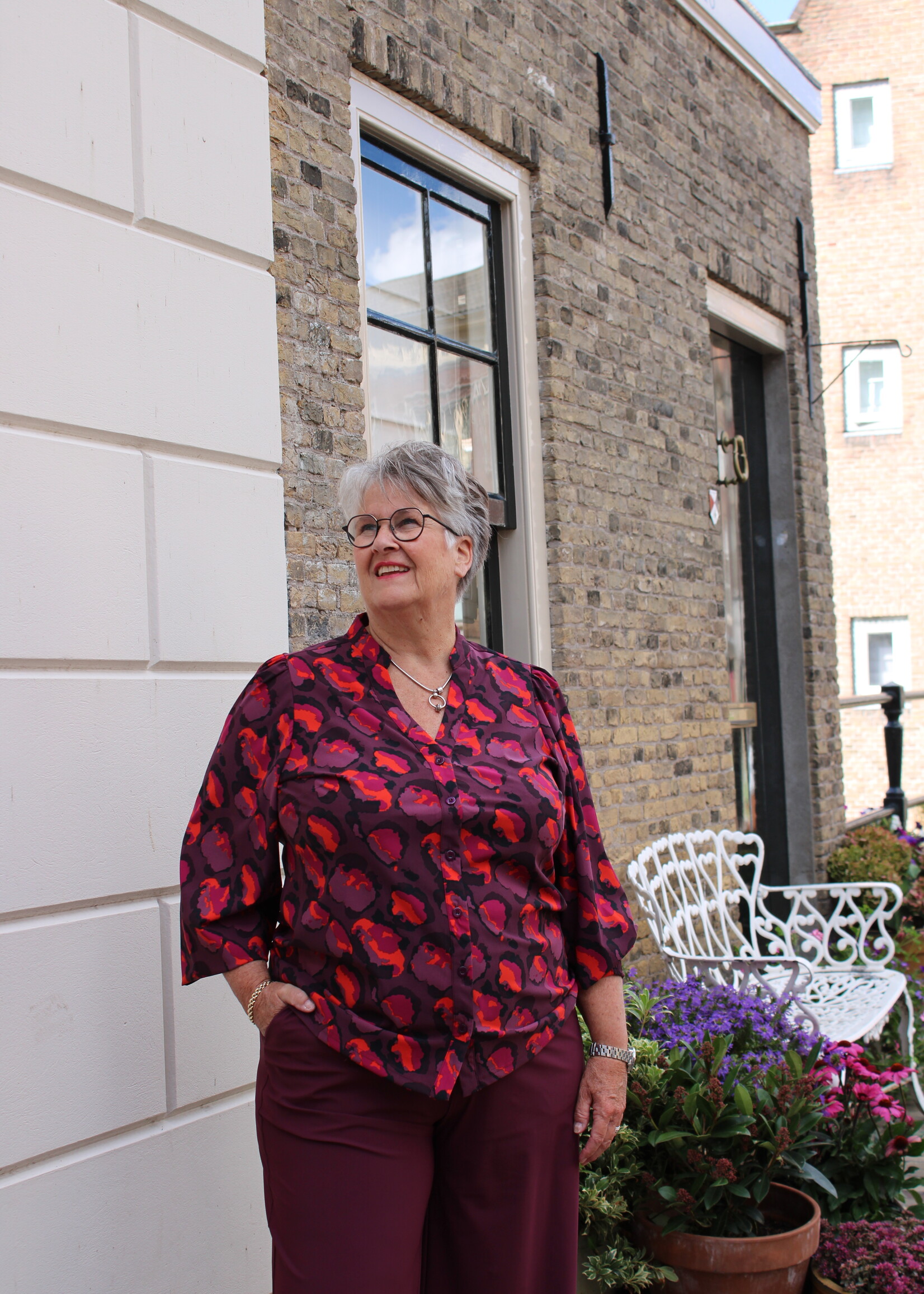 Exxcellent Skye Blouse Mauve Wine/Poppy