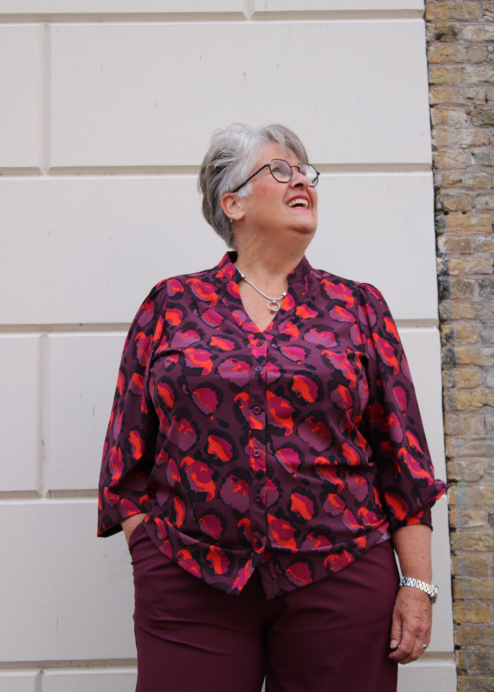 Exxcellent Skye Blouse Mauve Wine/Poppy