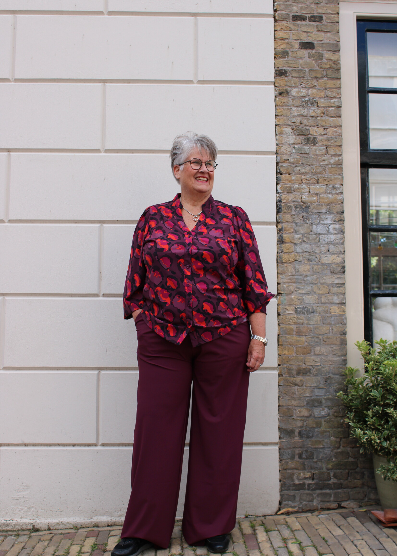 Exxcellent Skye Blouse Mauve Wine/Poppy