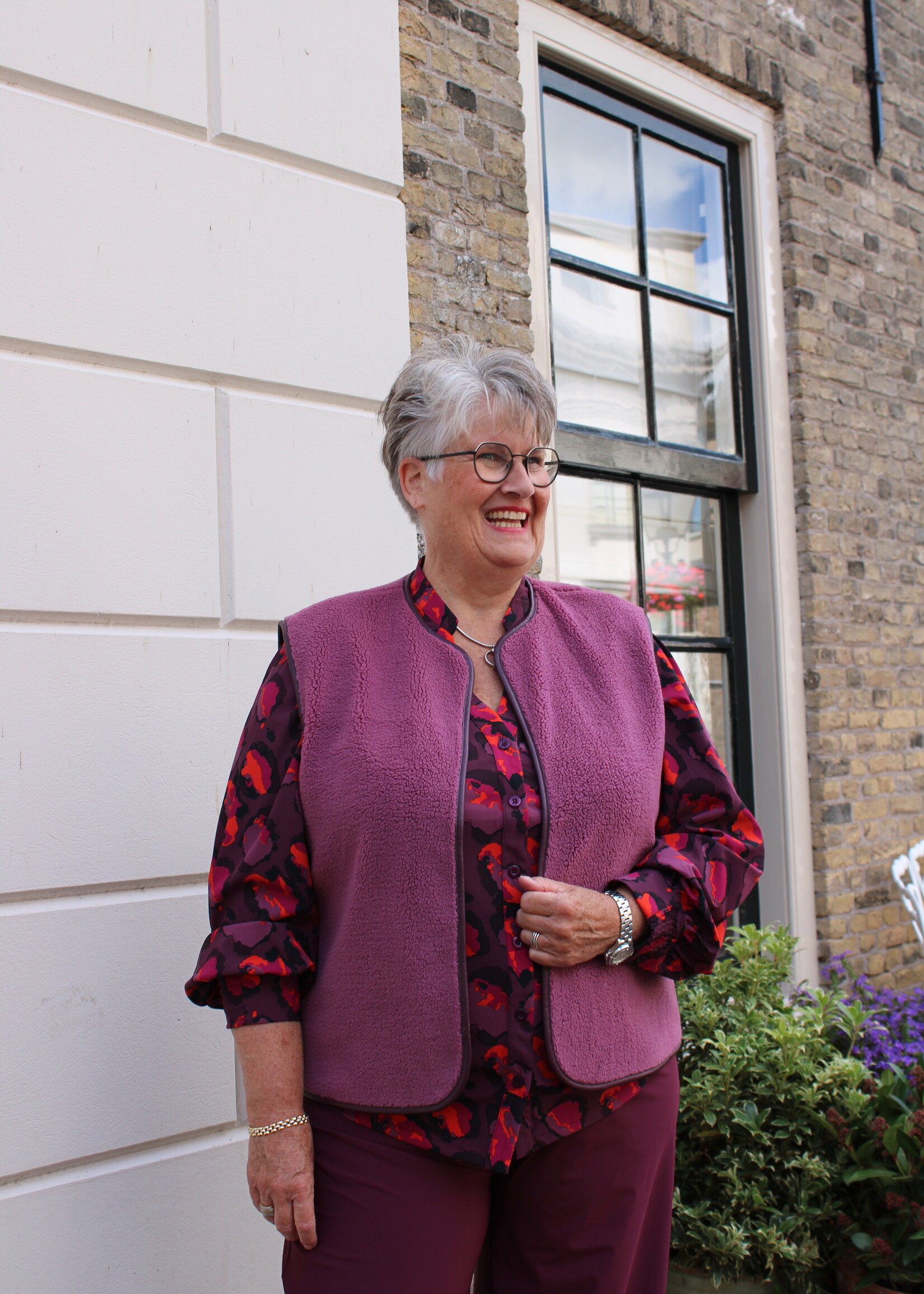 Exxcellent Skye Blouse Mauve Wine/Poppy