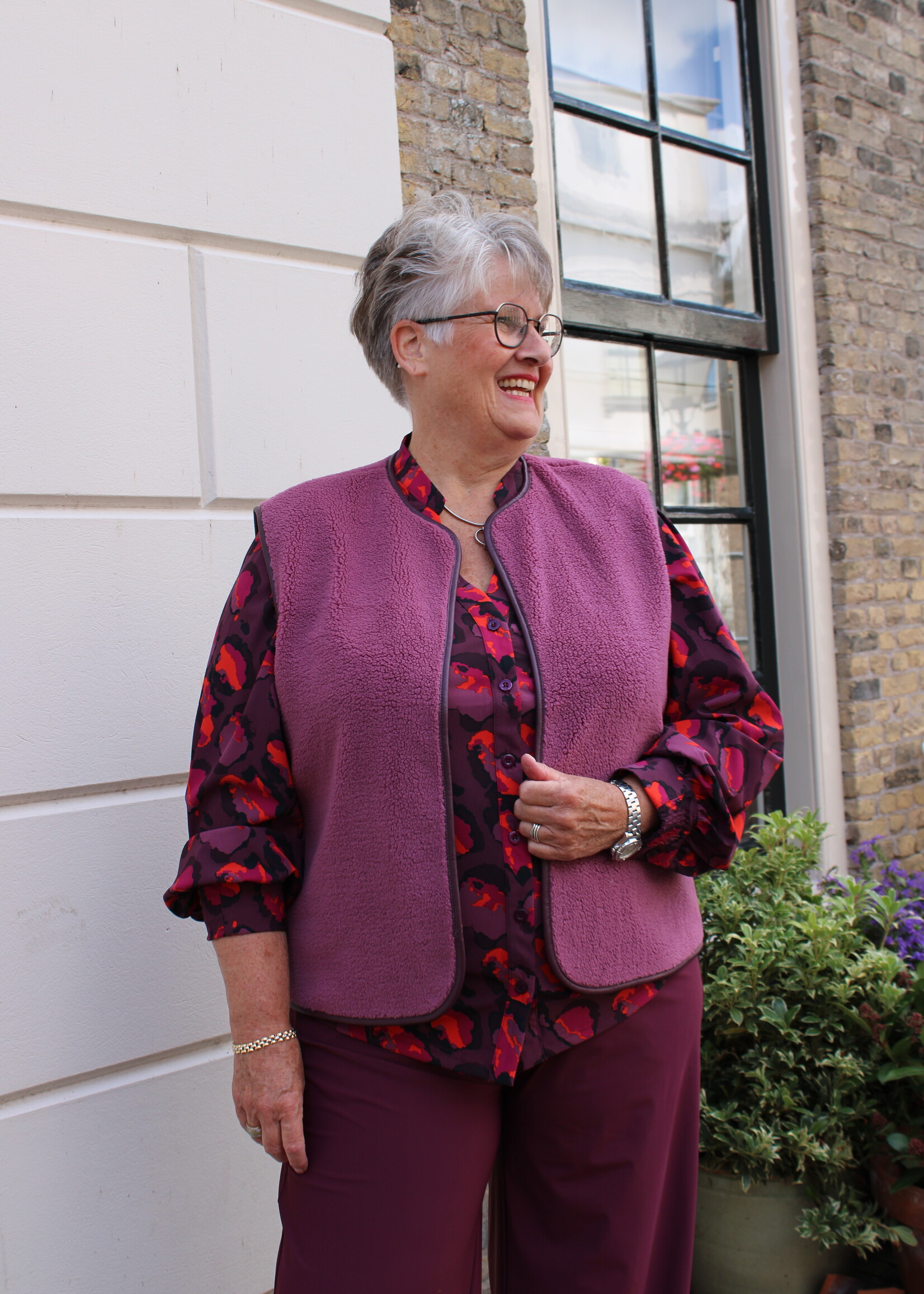 Exxcellent Skye Blouse Mauve Wine/Poppy