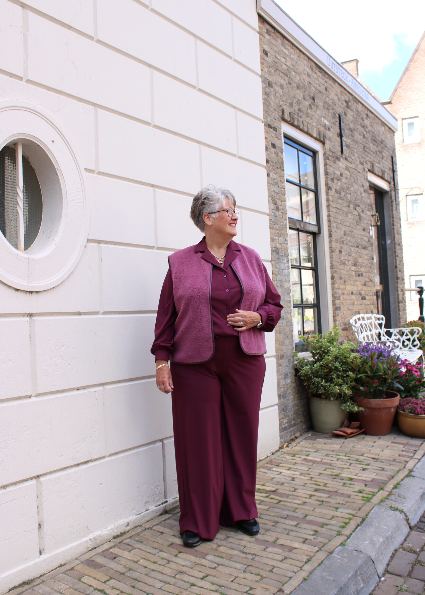 Exxcellent Shay Pants Mauve Wine Maat 48