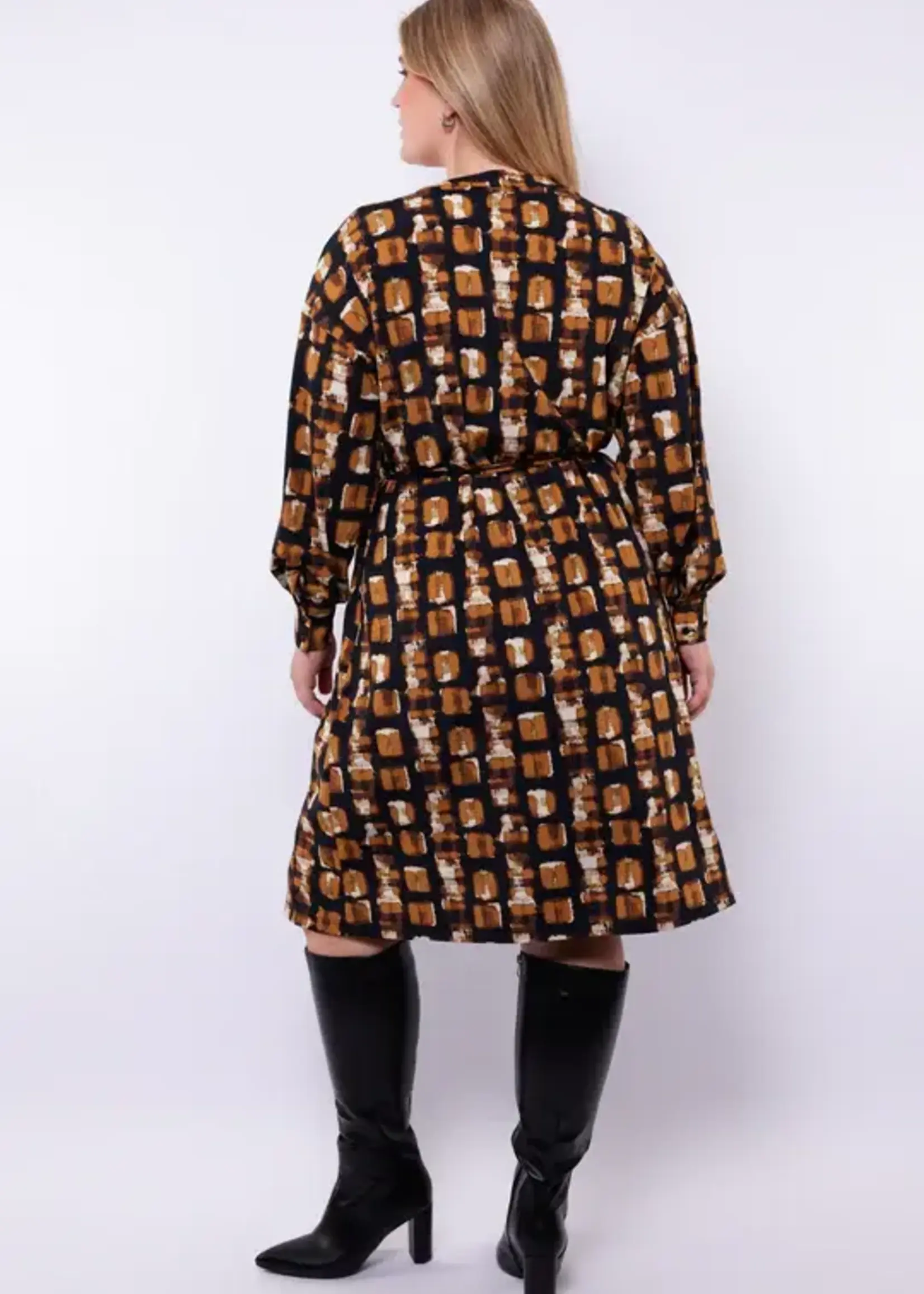 Exxcellent Brianna Dress Black/Cognac Maat 46