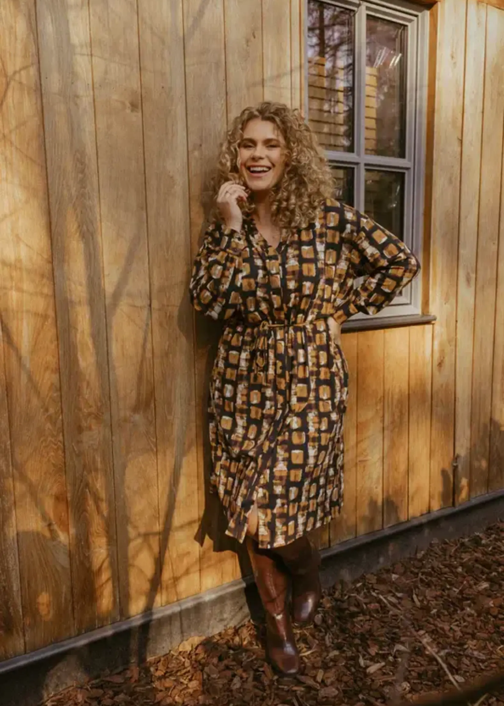 Exxcellent Brianna Dress Black/Cognac