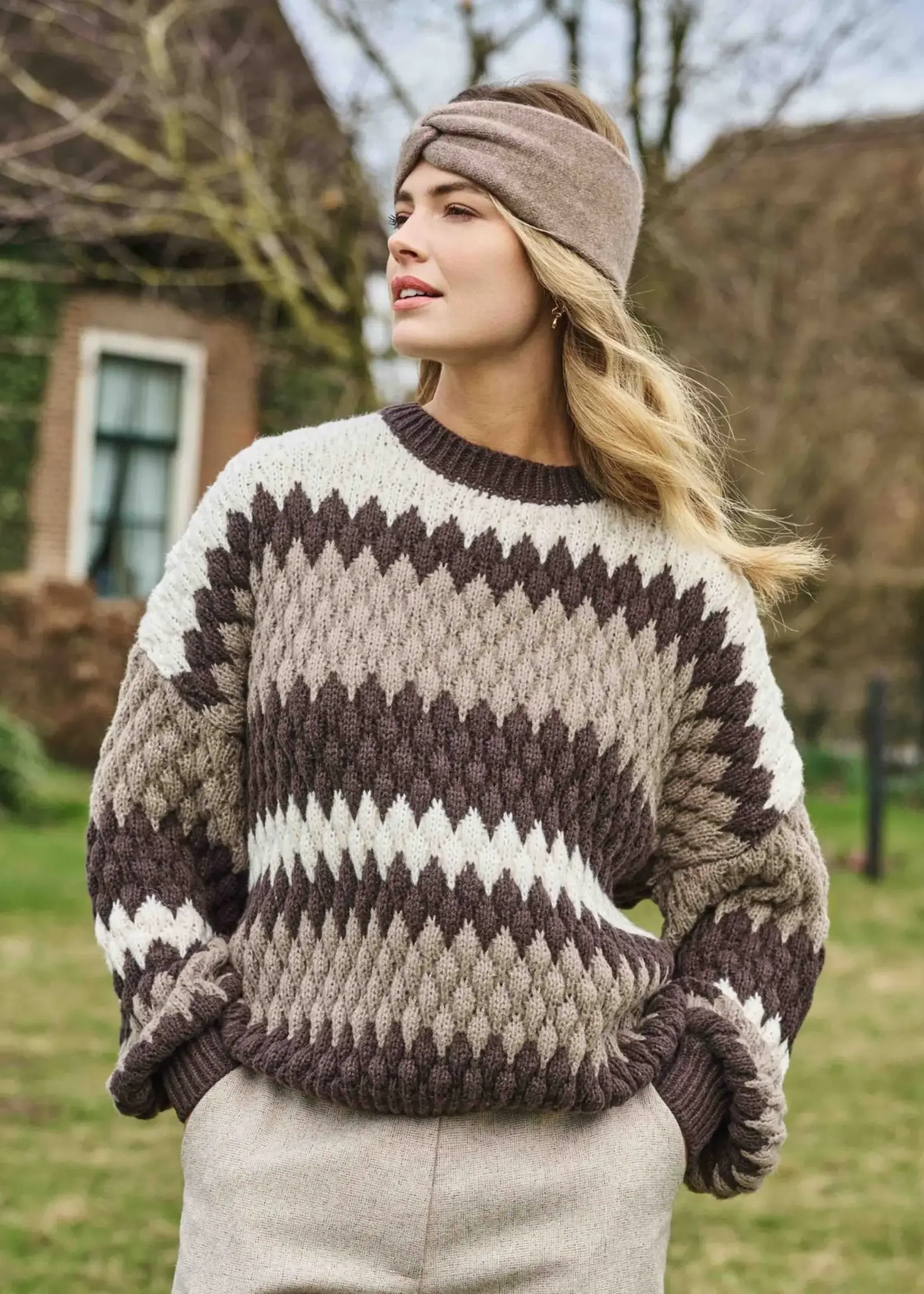 C&S The Label Kool Knit Pullover Offwhite/Cognac