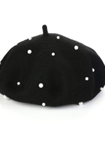 Baret zwart met parels