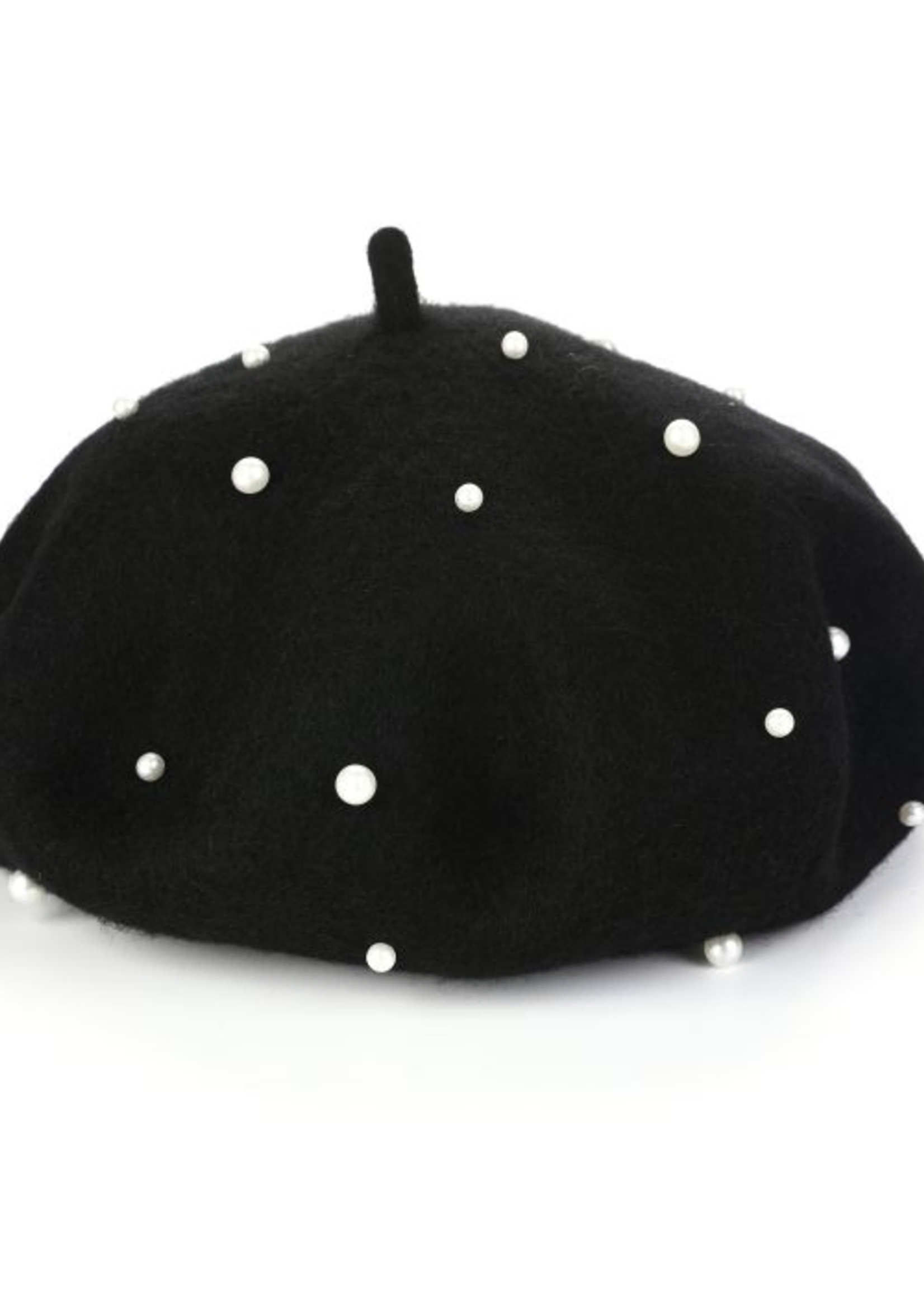Baret zwart met parels