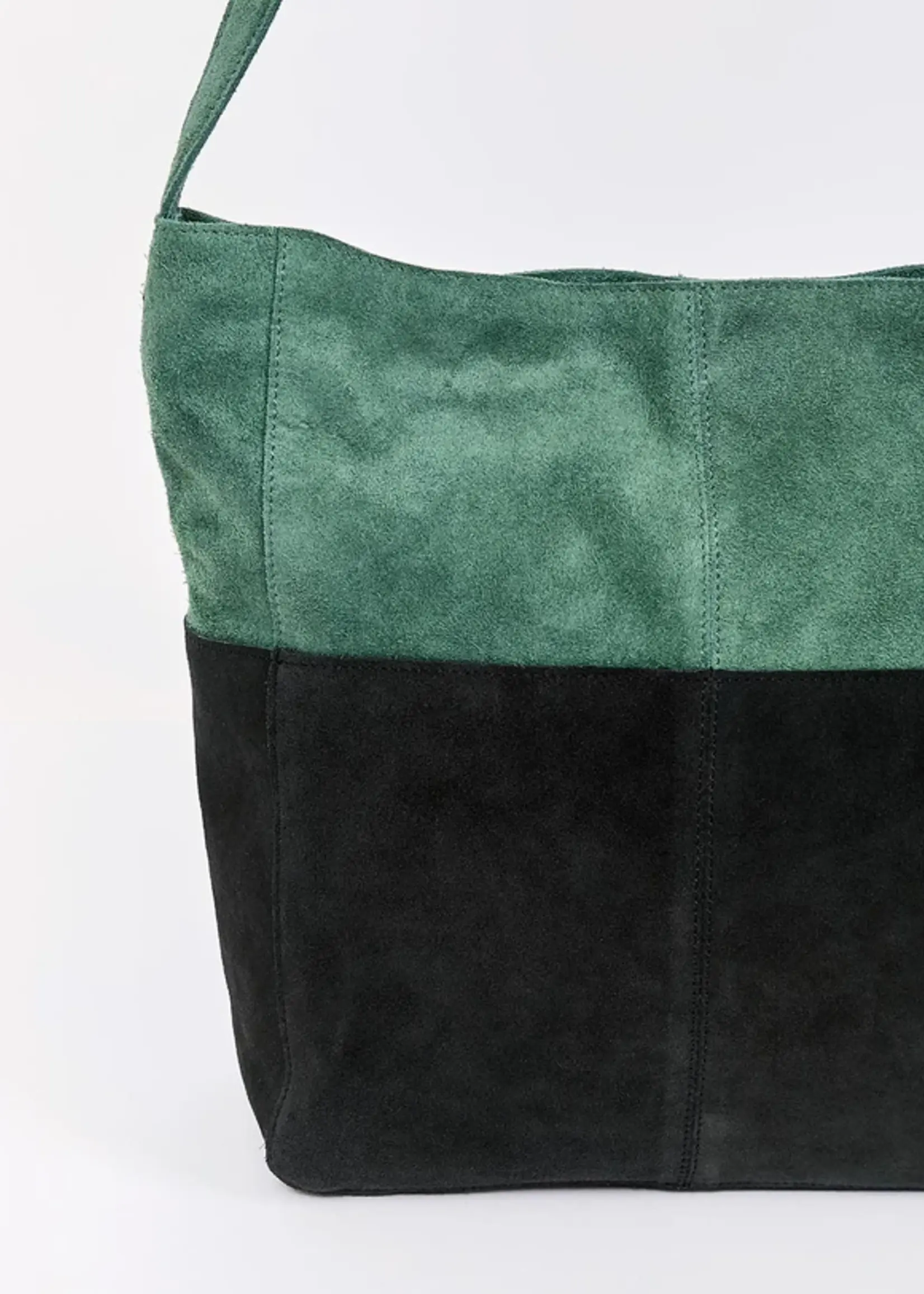 LA FIANCEE Two-tone suede leather satchel bag - Clover