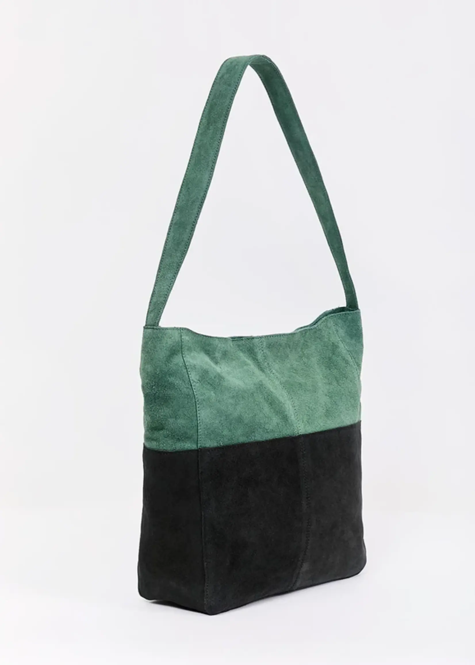 LA FIANCEE Two-tone suede leather satchel bag - Clover