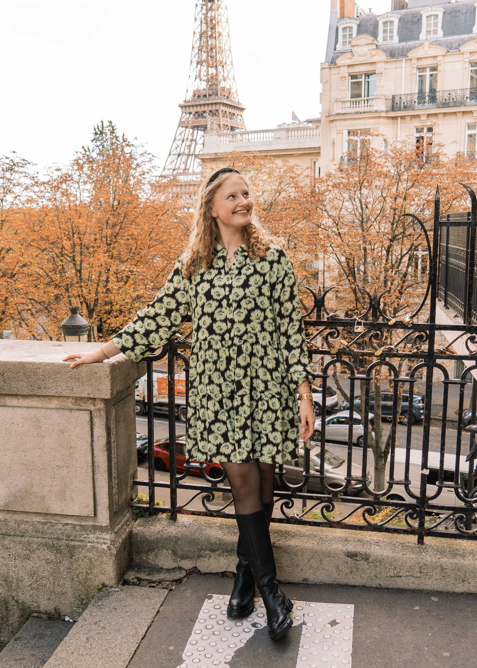 FLURESK Phebe Dress Black/Matcha Green Maat 38