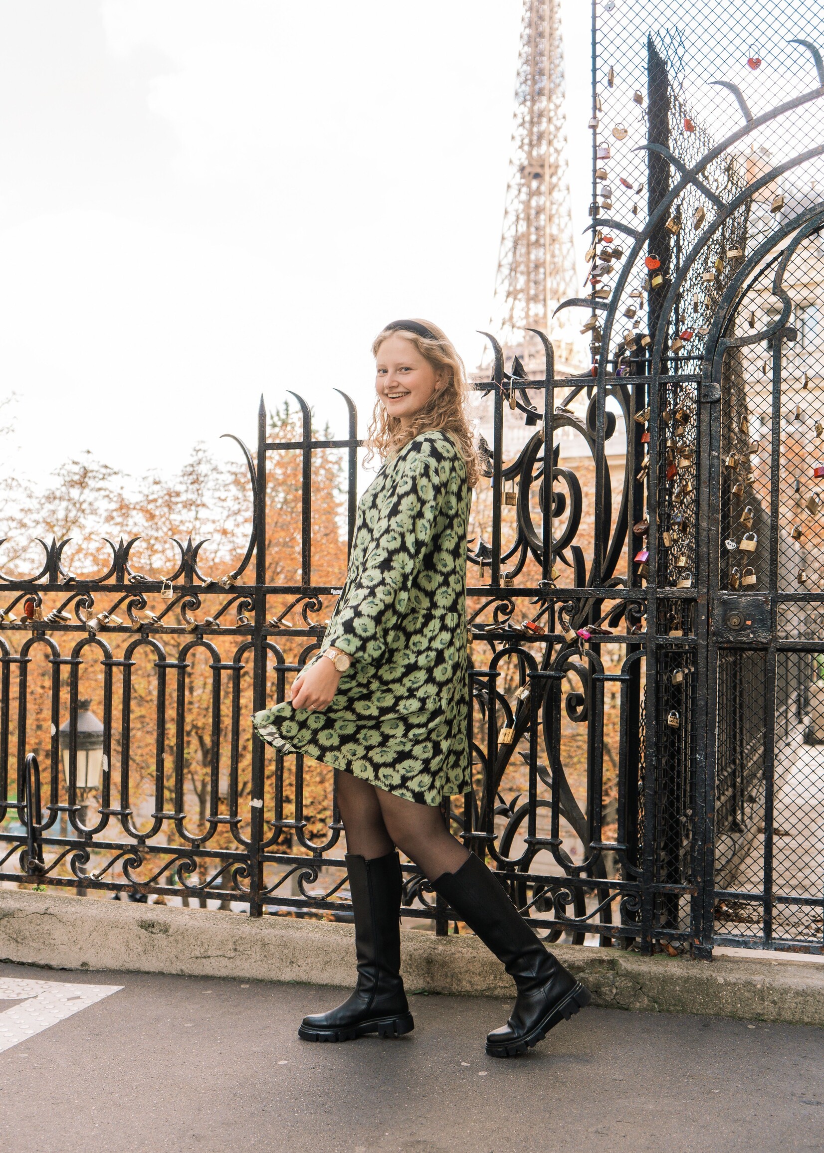 FLURESK Phebe Dress Black/Matcha Green Maat 38