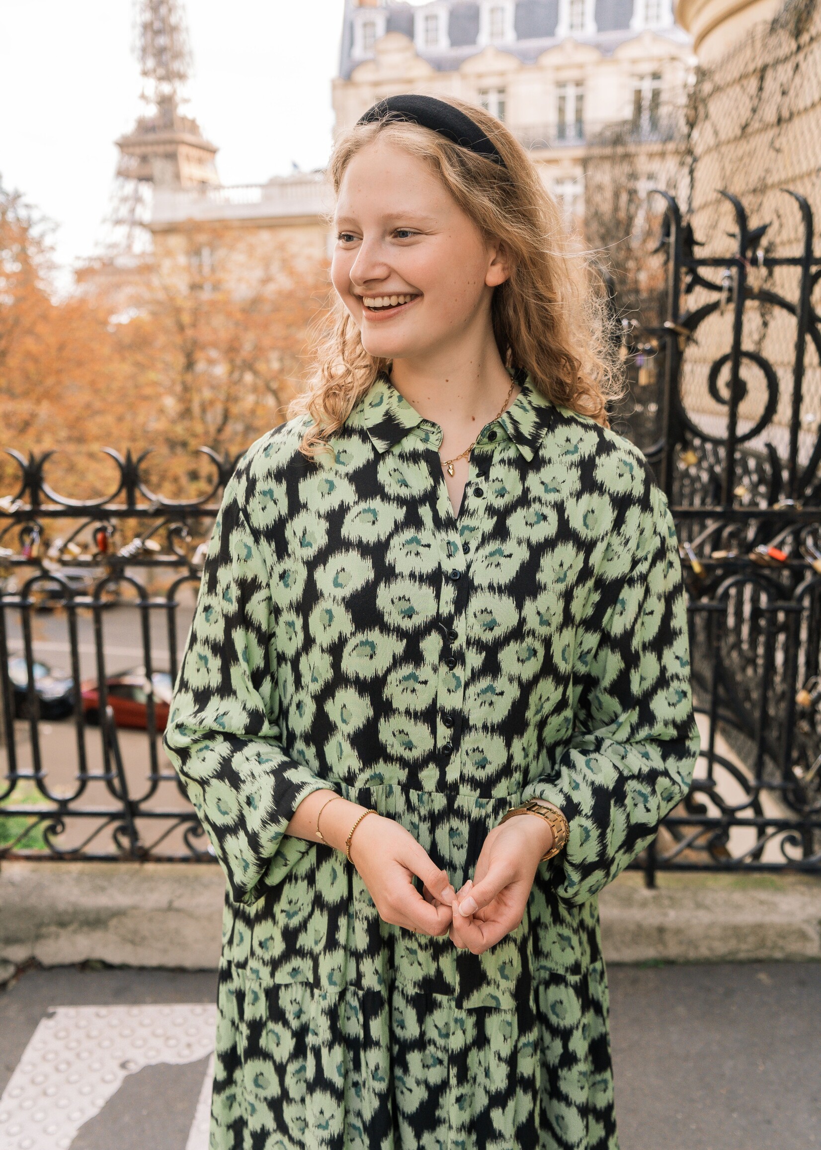 FLURESK Phebe Dress Black/Matcha Green Maat 38
